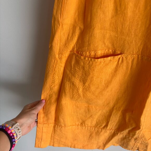 NWT Becasa Boardwalk Linen Sleeveless Front Pocket Mini Dress Sail Orange Medium - Picture 3 of 5